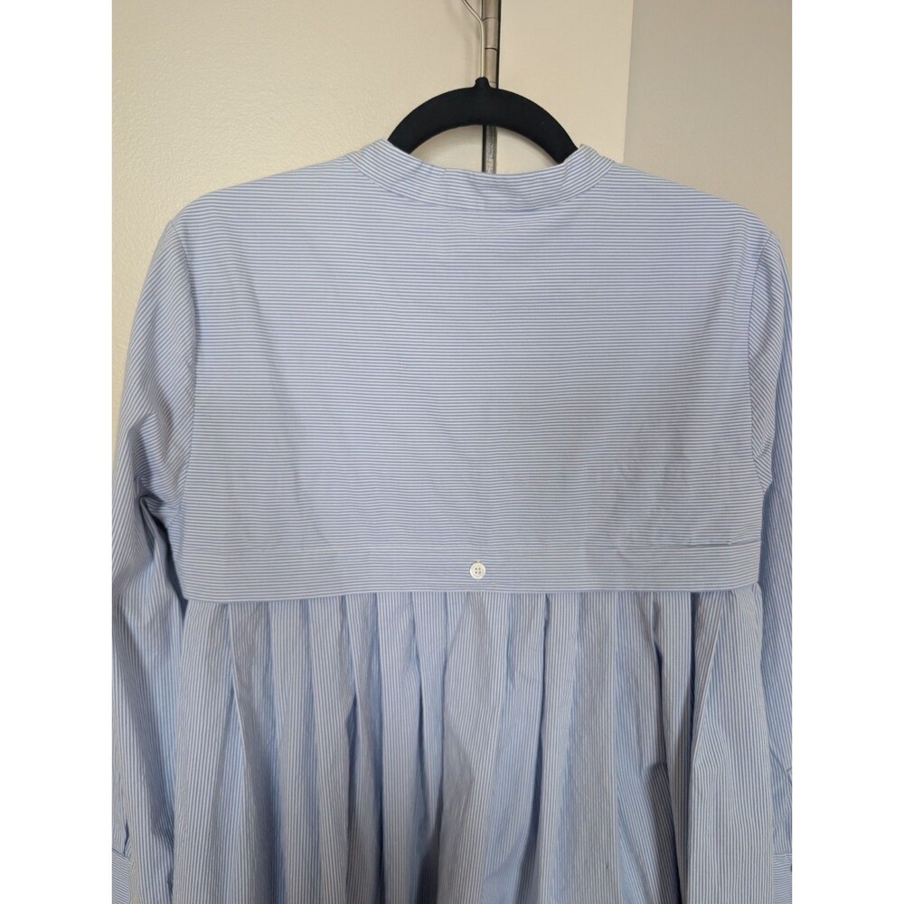 Veronica Beard Greer Stretch Cotton Blue White Striped Blouse Long Sleeve Sz 12 - Picture 9 of 10
